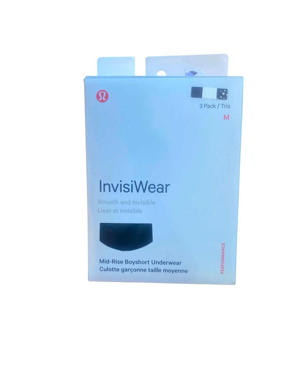NWT Lululemon InvisiWear Mid-Rise Boyshort Underwear Size Medium BLACK/WHITE